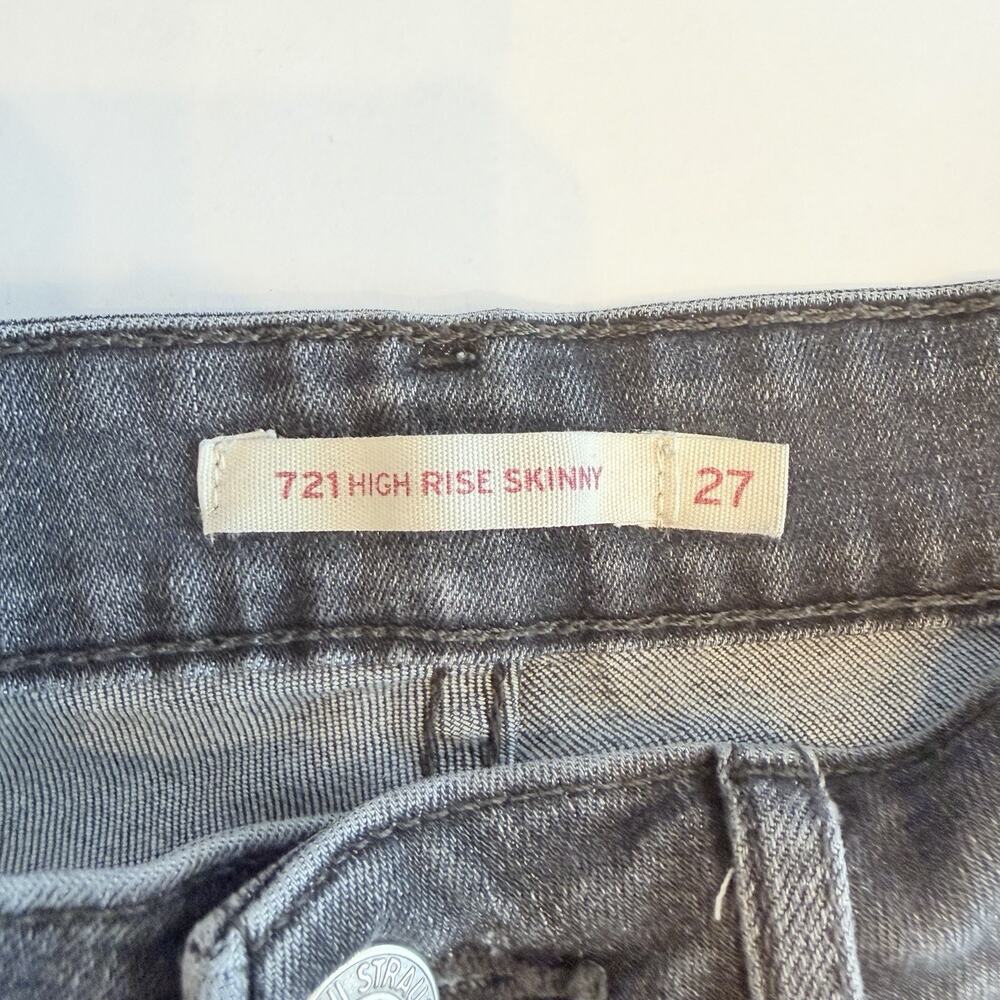 Levis Jeans Womens 27 Black Skinny Distressed 721 High Rise Stretch (A0132) - Picture 5 of 9